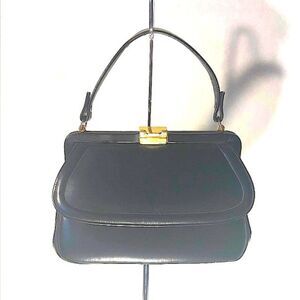 Vintage Etra Black Leather Shoulder Bag